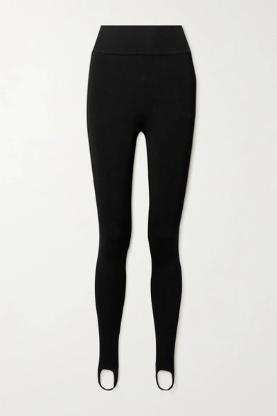 Shop Victoria Beckham Stretch-knit Stirrup Leggings In Black