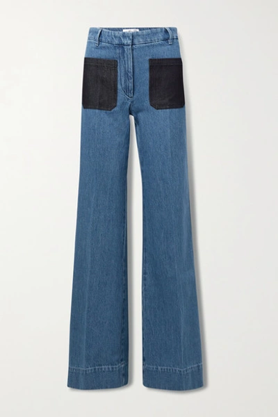 Shop Victoria Beckham High-rise Wide-leg Jeans In Mid Denim