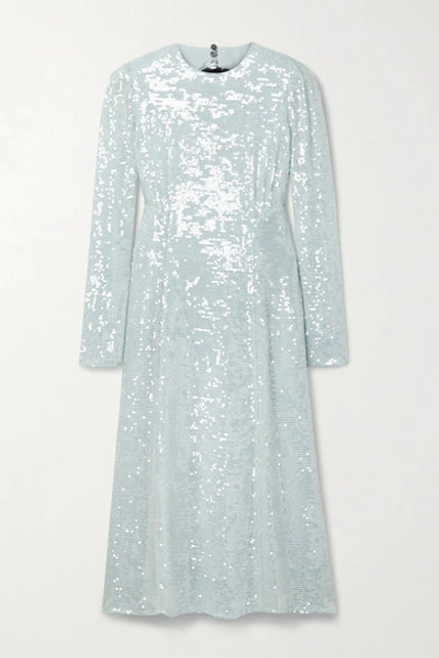 Shop Erdem Cutout Sequined Tulle Midi Dress In Light Blue