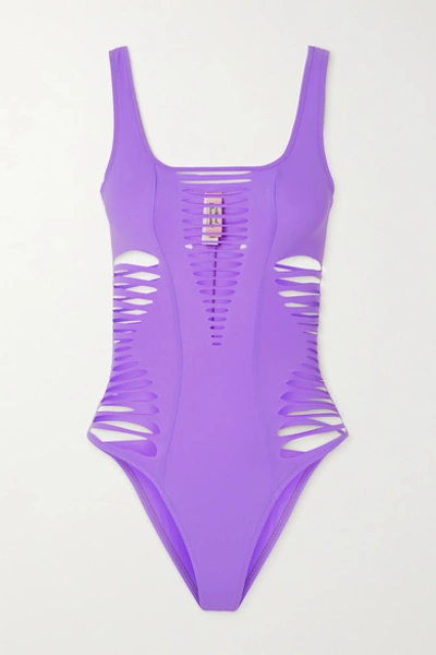 Shop Agent Provocateur Dakotta Cutout Swimsuit In Purple