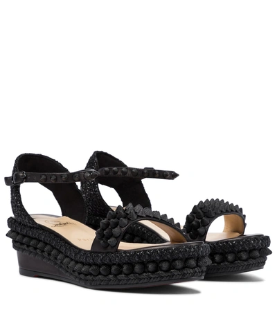 Shop Christian Louboutin Lata 60 Wedge Espadrilles In Black