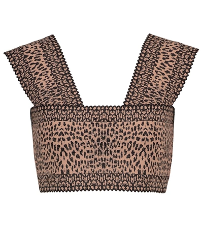 Shop Alaïa Leopard-print Crop Top In Beige