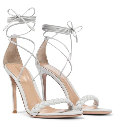 Shop Gianvito Rossi Leomi 105 Braided Leather Sandals In White