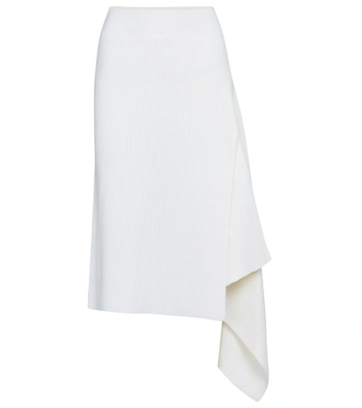 Shop Monse Ribbed-knit Wool Midi Skirt In White