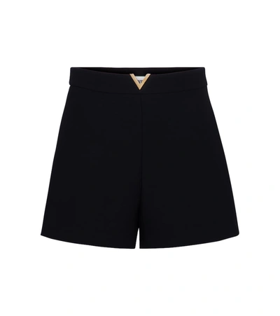 Shop Valentino Wool And Silk Crêpe Shorts In Black
