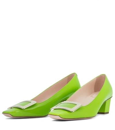 Shop Roger Vivier Trompette 45 Patent Leather Pumps In Green