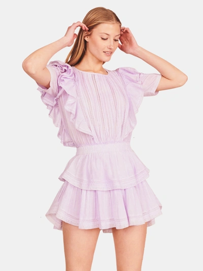 Shop Loveshackfancy Natasha Mini Dress In Violet Splash