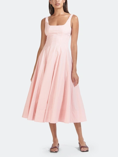 Shop Staud Wells Sleeveless Midi Dress In Strawberry Cream