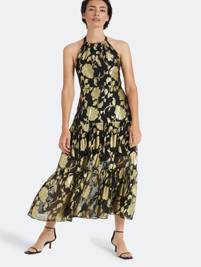 Shop Milly Hayden Metallic Clip Chiffon Mini Dress In Black/gold