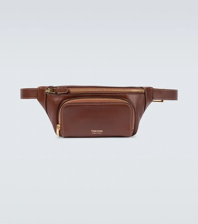 Shop Tom Ford Leather Belt Bag In Brown