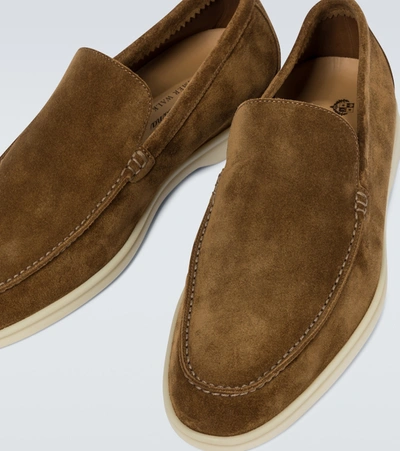 Shop Loro Piana Summer Walk Suede Moccasins In Brown