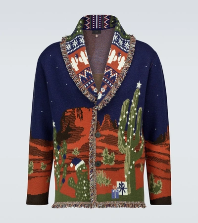 Shop Alanui Xmas Eve Landscape Cardigan In Blue