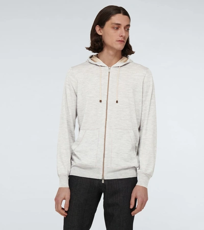 Shop Brunello Cucinelli Zipped Hooded Sweater In Grey