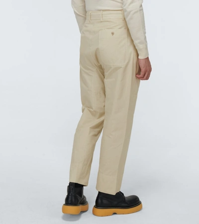 Shop Lemaire Belted Cotton Pants In Beige