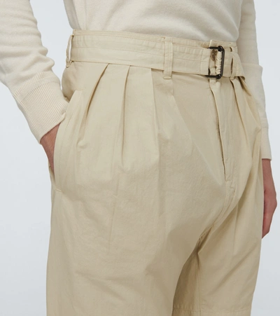 Shop Lemaire Belted Cotton Pants In Beige