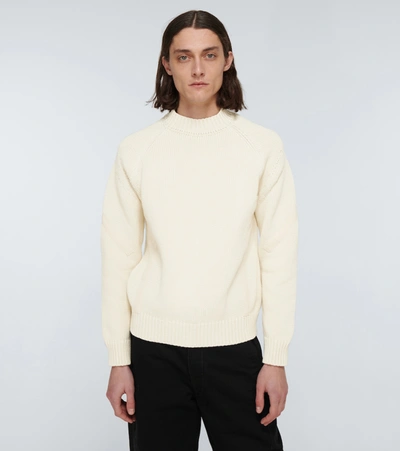 Shop Jacquemus Le Pull Grain Crewneck Sweater In White