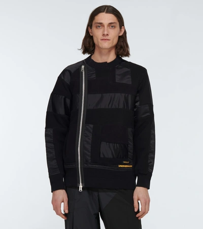 Shop Sacai Hank Willis Thomas Solid Mix Blouson Sweater In Black