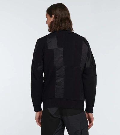 Shop Sacai Hank Willis Thomas Solid Mix Blouson Sweater In Black