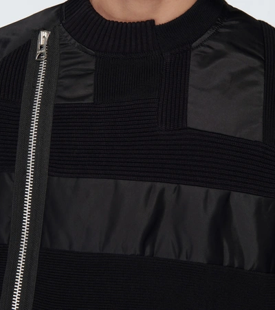 Shop Sacai Hank Willis Thomas Solid Mix Blouson Sweater In Black