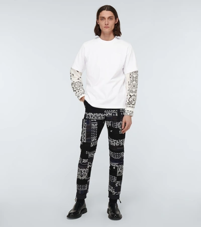Shop Sacai Archive Printed Mix Long-sleeved T-shirt In White