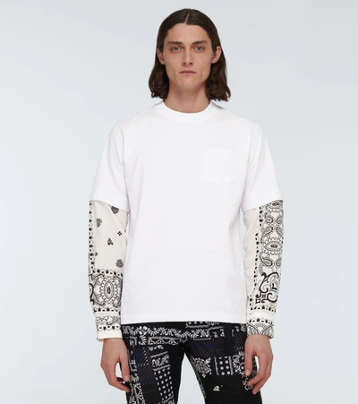 Shop Sacai Archive Printed Mix Long-sleeved T-shirt In White