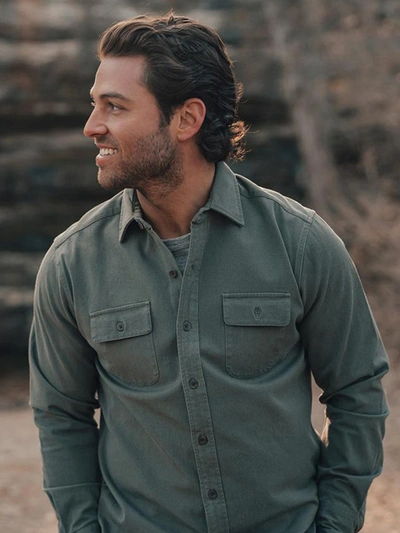 Shop The Normal Brand Shooter Four-way Stretch Button Up Shirt In Green