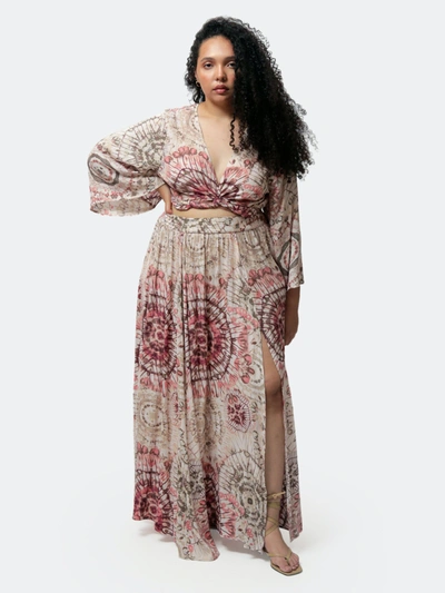 Shop Luvmemore Summer Tie Dye Crop Top And Maxi Skirt Set In Brown