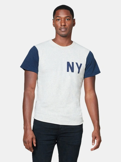 Shop Velva Sheen New York City Short Sleeve T-shirt In Navy / Oatmeal