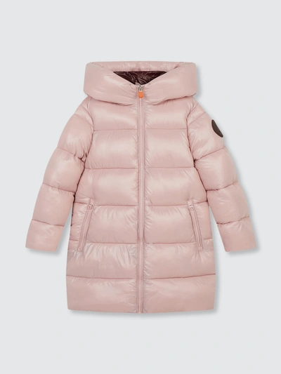 Shop Save The Duck Girl's Oversize Hooded Puffer Coat In Luck In Pink