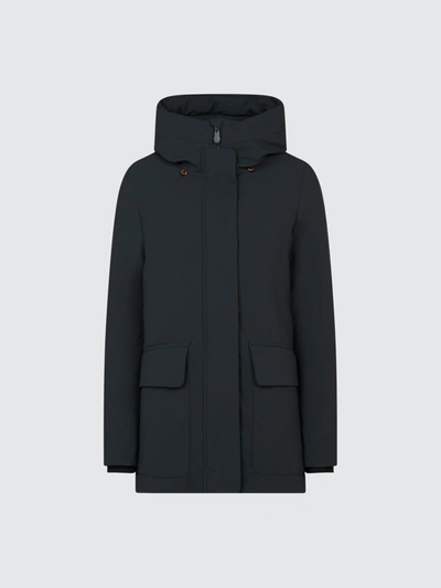 Shop Save The Duck Women's Hooded Winter Parka In Smeg In Black