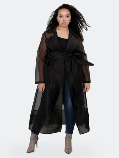 Shop Luvmemore Cherish Organza Belted Trench In Black