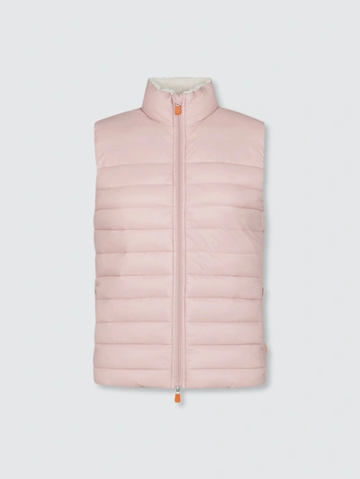 Shop Save The Duck Women's Vest In Giga Faux Sheepskin In Pink