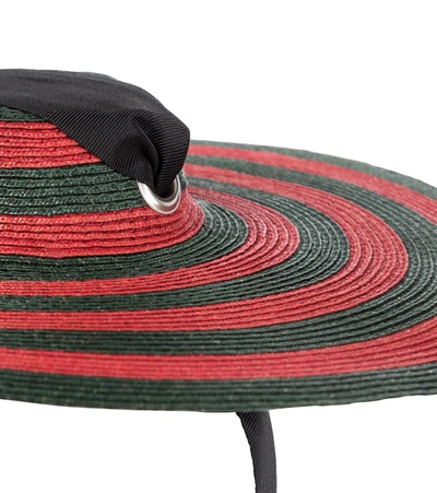 Shop Gucci Striped Sun Hat In Green