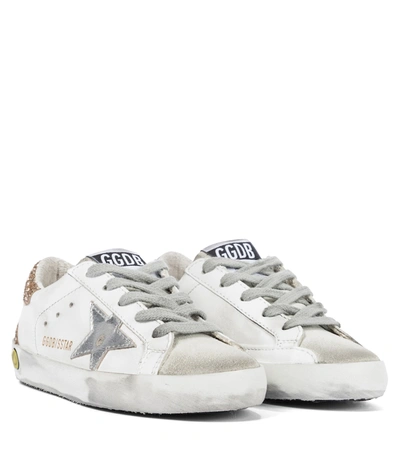 Shop Golden Goose Super-star Leather Sneakers In White/ice/silver