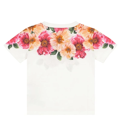 Shop Dolce & Gabbana Baby Floral Cotton T-shirt In White