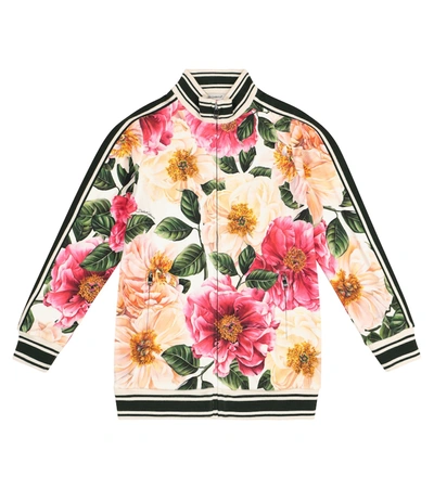 Shop Dolce & Gabbana Floral Stretch-cotton Track Jacket In Multicoloured