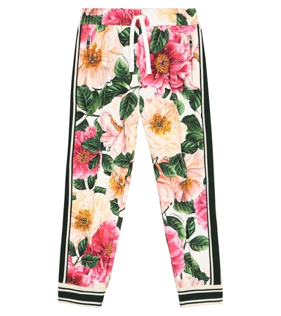 Shop Dolce & Gabbana Floral Stretch-cotton Trackpants In Multicoloured