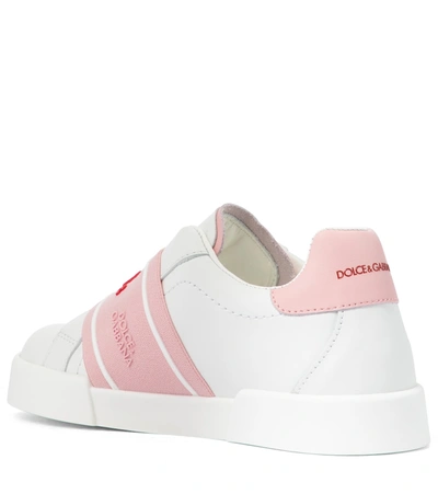 Shop Dolce & Gabbana Logo Leather Sneakers In White