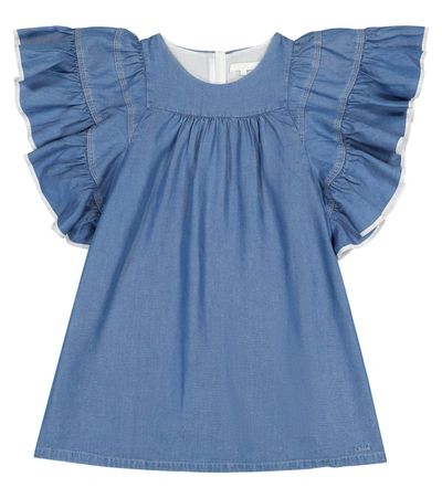 Shop Chloé Ruffled Dress In Blue