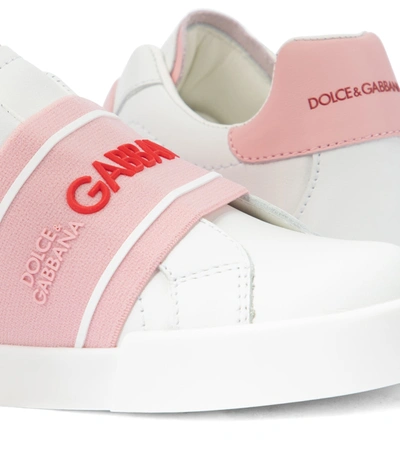 Shop Dolce & Gabbana Logo Leather Sneakers In White