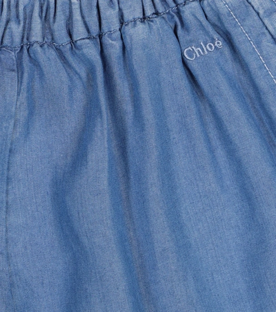 Shop Chloé Pleated Shorts In Blue