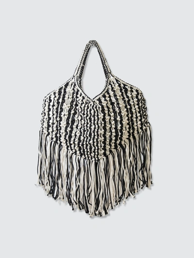 Shop Area Stars Cotton Macrame Fringe Xl Tote Bag- Black & Natural