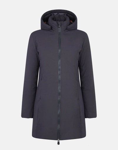 Shop Save The Duck Women's Matt Classic Rain Coat With Detachable Hood In Grey