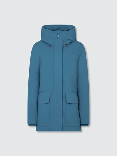 Shop Save The Duck Women's Hooded Winter Parka In Smeg In Blue