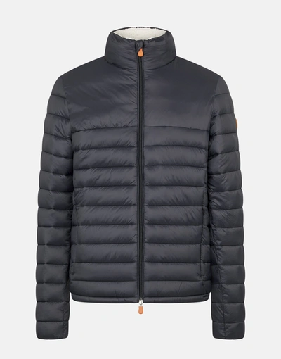 Shop Save The Duck Men's Jacket In Giga With Faux Sherpa Lining In Black