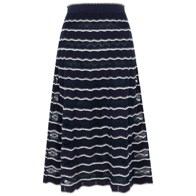Shop M Missoni Navy Panelled Knitted Midi Skirt