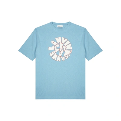 Shop Lanvin Blue Printed Cotton T-shirt