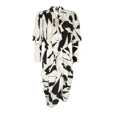 Shop Isabel Marant Atoae Printed Stretch-silk Crepe De Chine Dress In Ecru