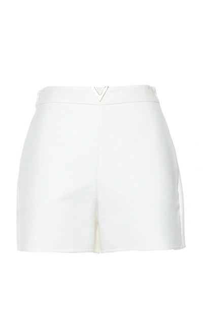 Shop Valentino Women's Logo-detailed Cotton-gabardine Mini Shorts In White