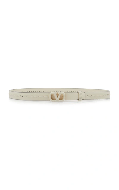 Shop Valentino Women's  Garavani Leather Belt In White